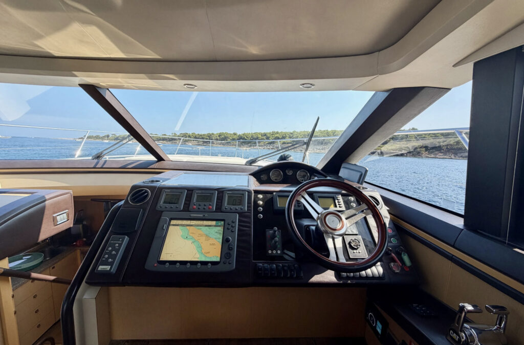 Princess V62 helm station and navigation controls