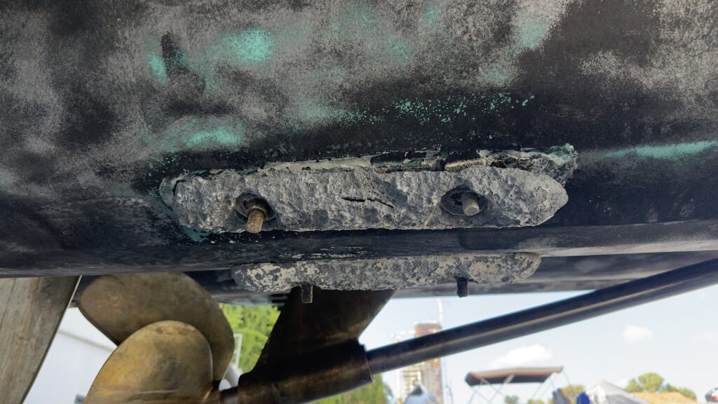 corrosion and wear found on yacht underwater components during inspection