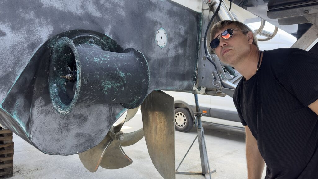 yacht underwater components being inspected for wear and damage