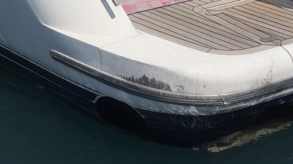 Yacht waterline and exterior condition check in Limassol Marina