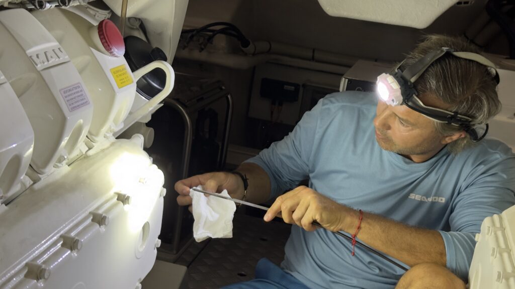 Marine engineer performing yacht engine maintenance in Limassol Cyprus